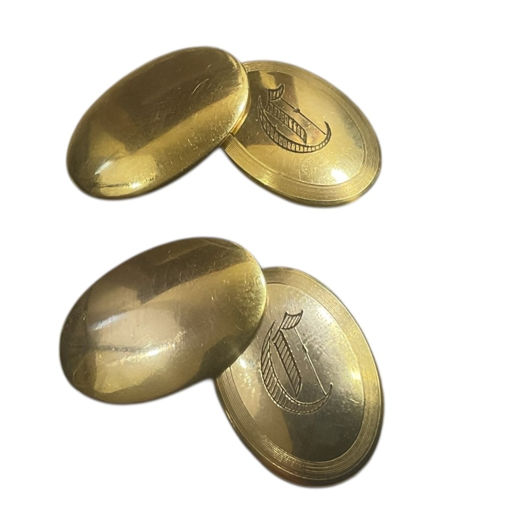 Vintage Hayward Monogrammed Gold Tone Cufflinks Oval Shaped “C” USA